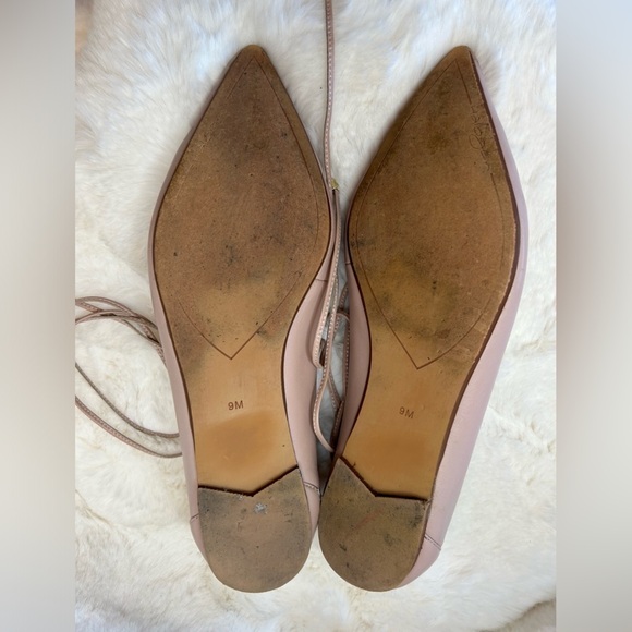 Halogen Owen lace up pointed toe flats in leather upper color Blush Sz-9M. F - Picture 9 of 11